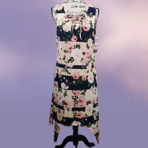 Handkerchief Hem Lace Up Dress